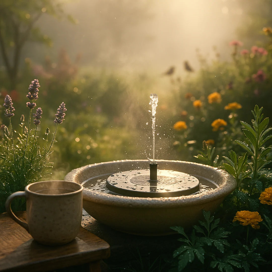 Solar Powered Bird Bath Fountain with 6 Nozzles for Bird Bath, Garden, Pond, Pool