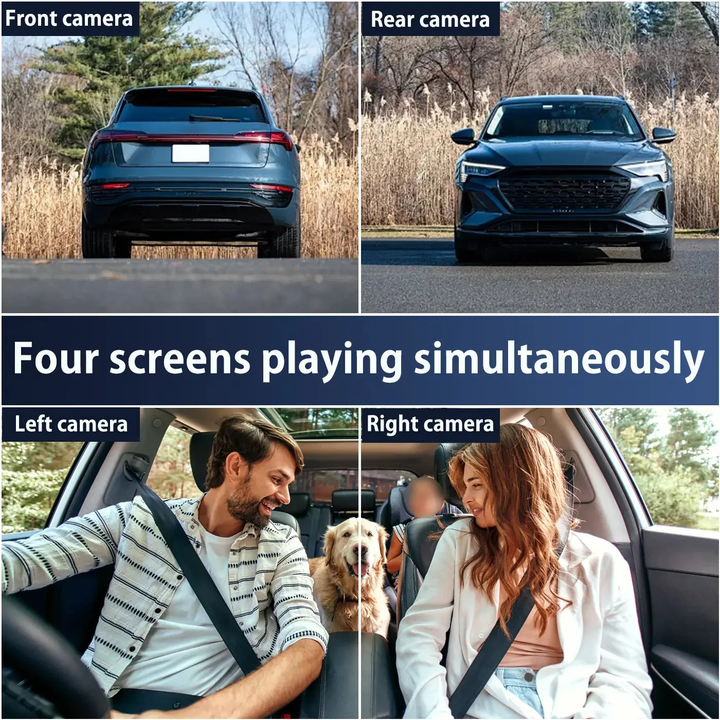 4-channel dashcam, 1080p car DVR, comes with a 64GB memory card, and features night vision