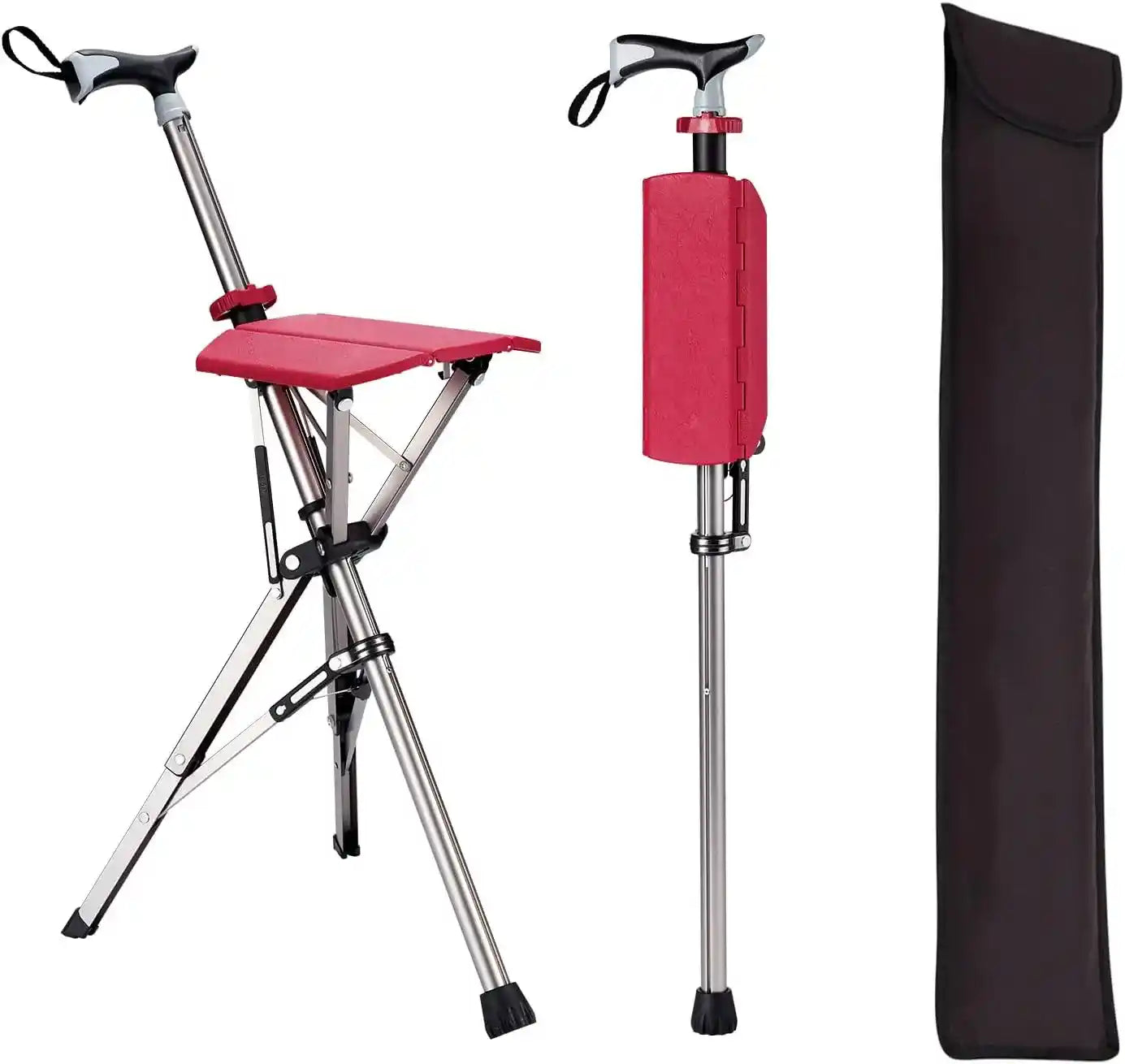 2-in-1 Folding Stool Cane | Walking Stick with Seat for the Elderly | Portable Mobility Aid for Seniors