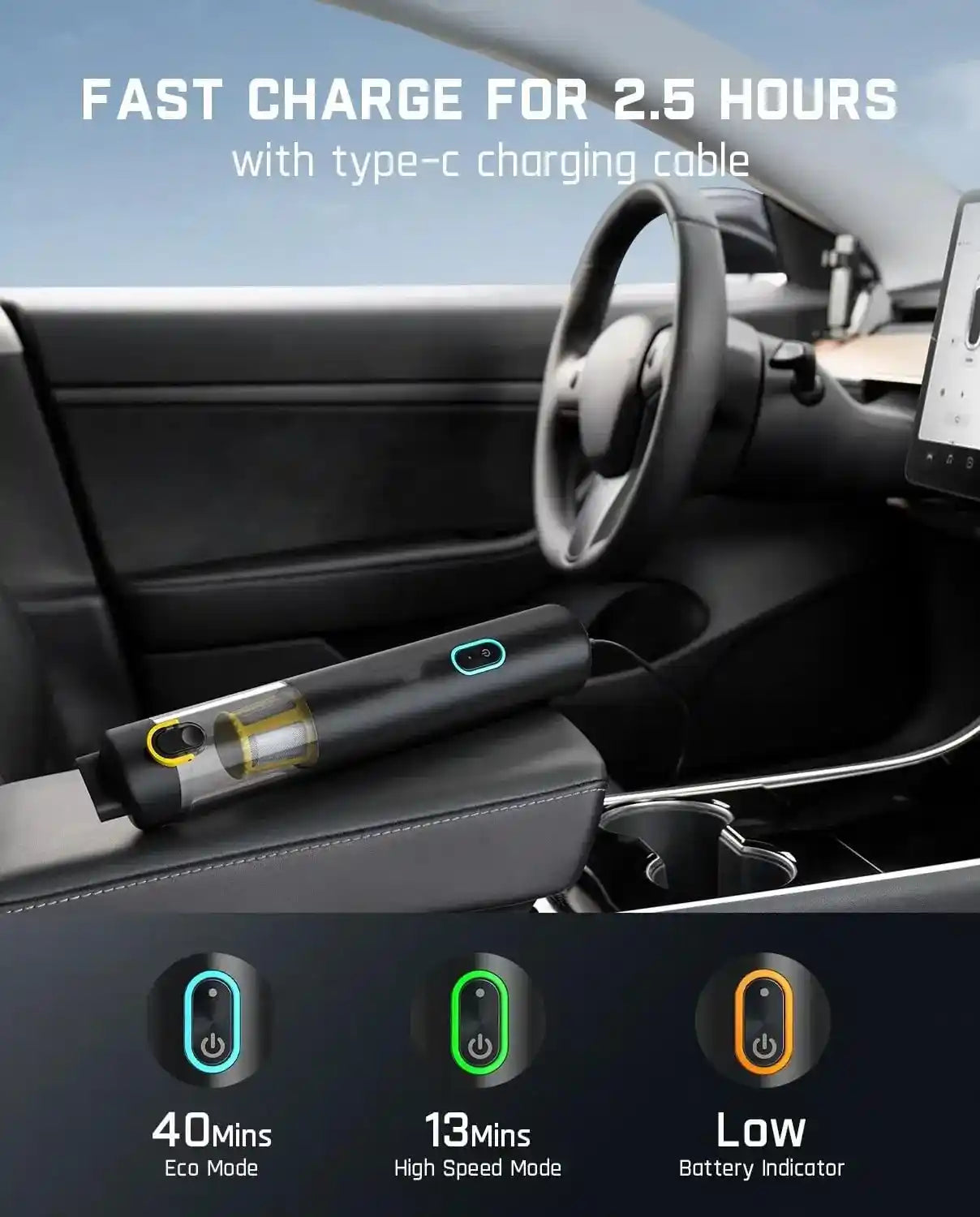 4-in-1 Car Vacuum – 19000PA Cordless Mini
