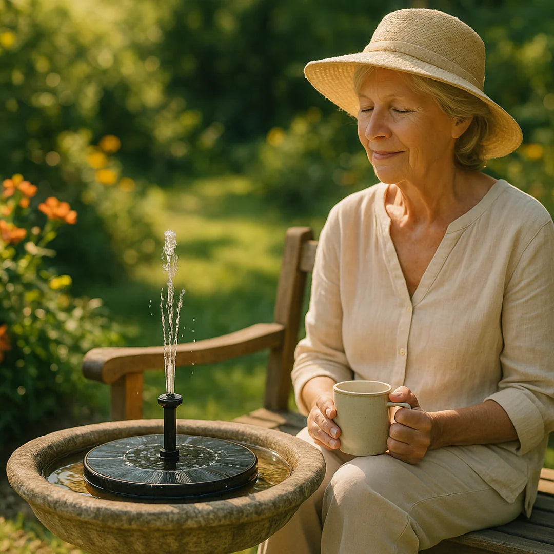 Solar Powered Bird Bath Fountain with 6 Nozzles for Bird Bath, Garden, Pond, Pool