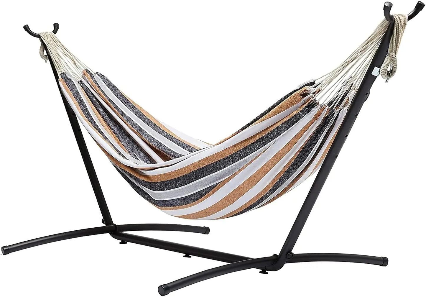 Basic Series Double Hammock, featuring a 9-foot space-saving steel stand and a storage bag, with a weight capacity of 450 pounds
