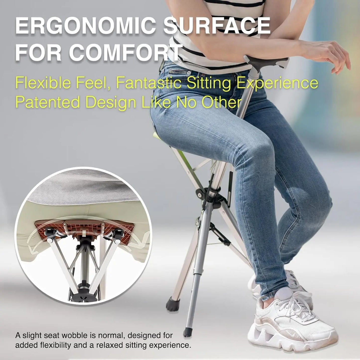 2-in-1 Folding Stool Cane | Walking Stick with Seat for the Elderly | Portable Mobility Aid for Seniors