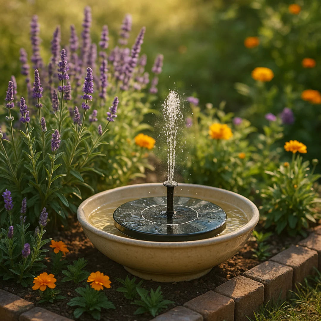 Solar Powered Bird Bath Fountain with 6 Nozzles for Bird Bath, Garden, Pond, Pool
