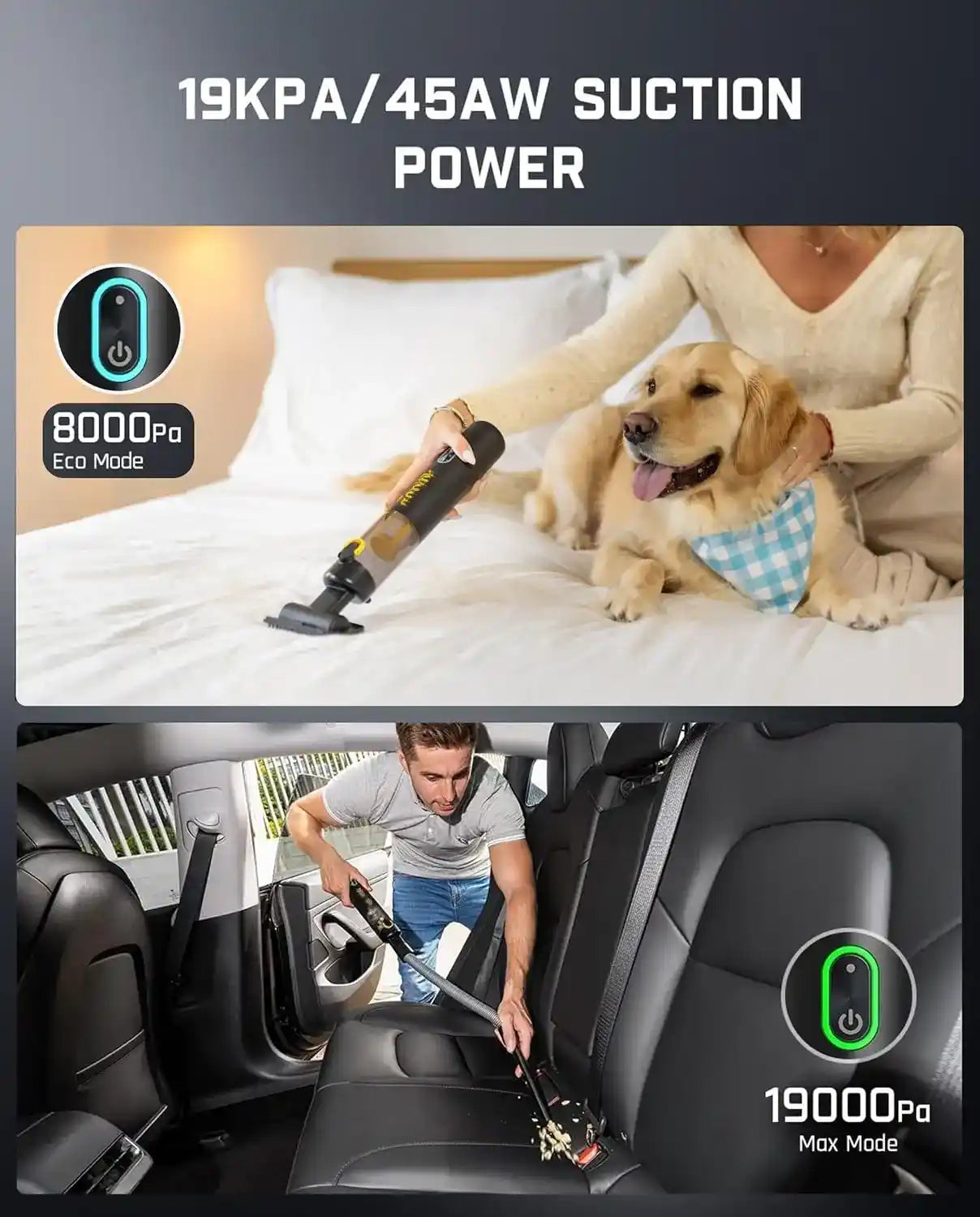 4-in-1 Car Vacuum – 19000PA Cordless Mini