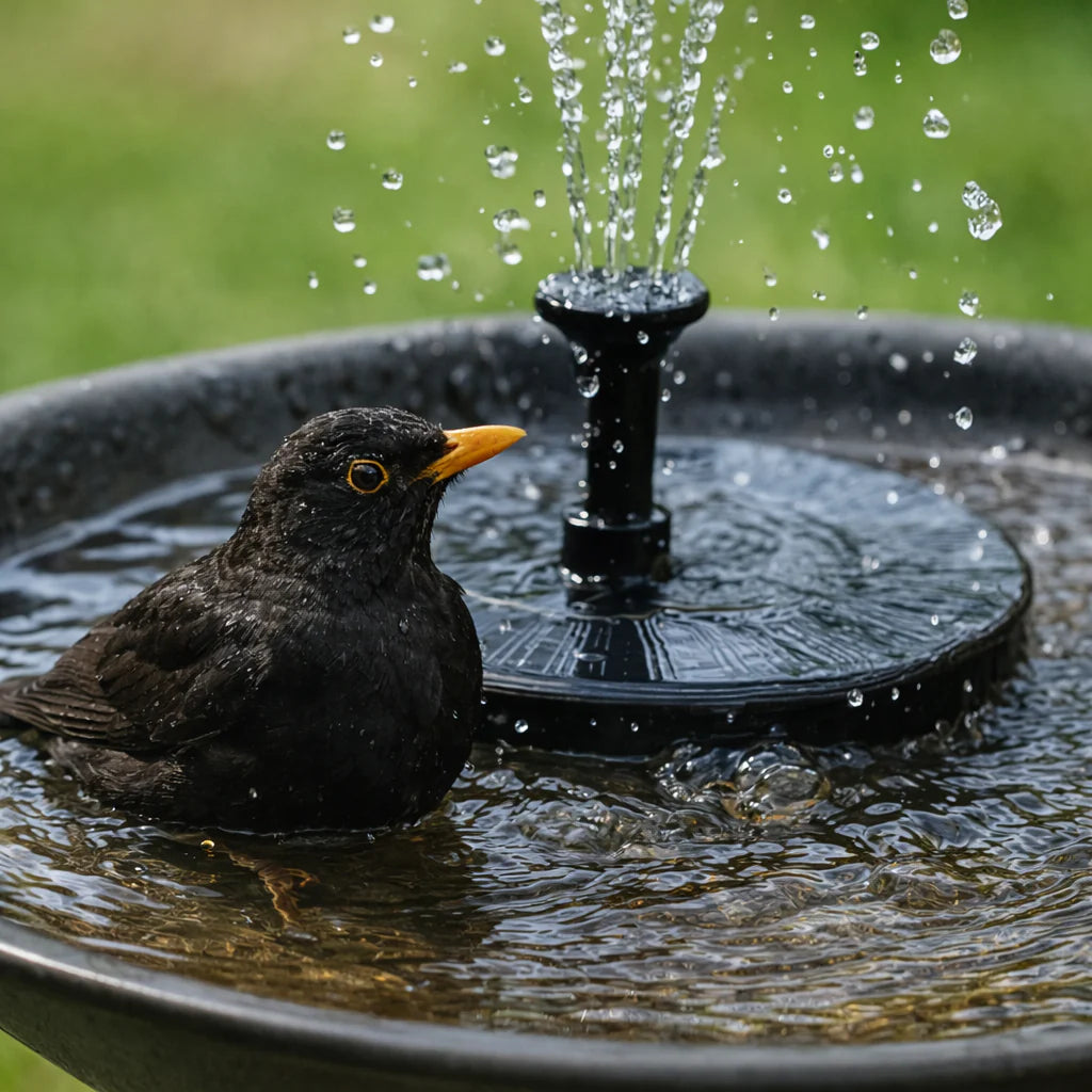 Solar Powered Bird Bath Fountain with 6 Nozzles for Bird Bath, Garden, Pond, Pool