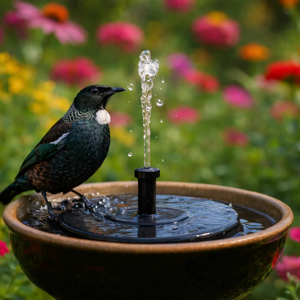 Solar Powered Bird Bath Fountain with 6 Nozzles for Bird Bath, Garden, Pond, Pool