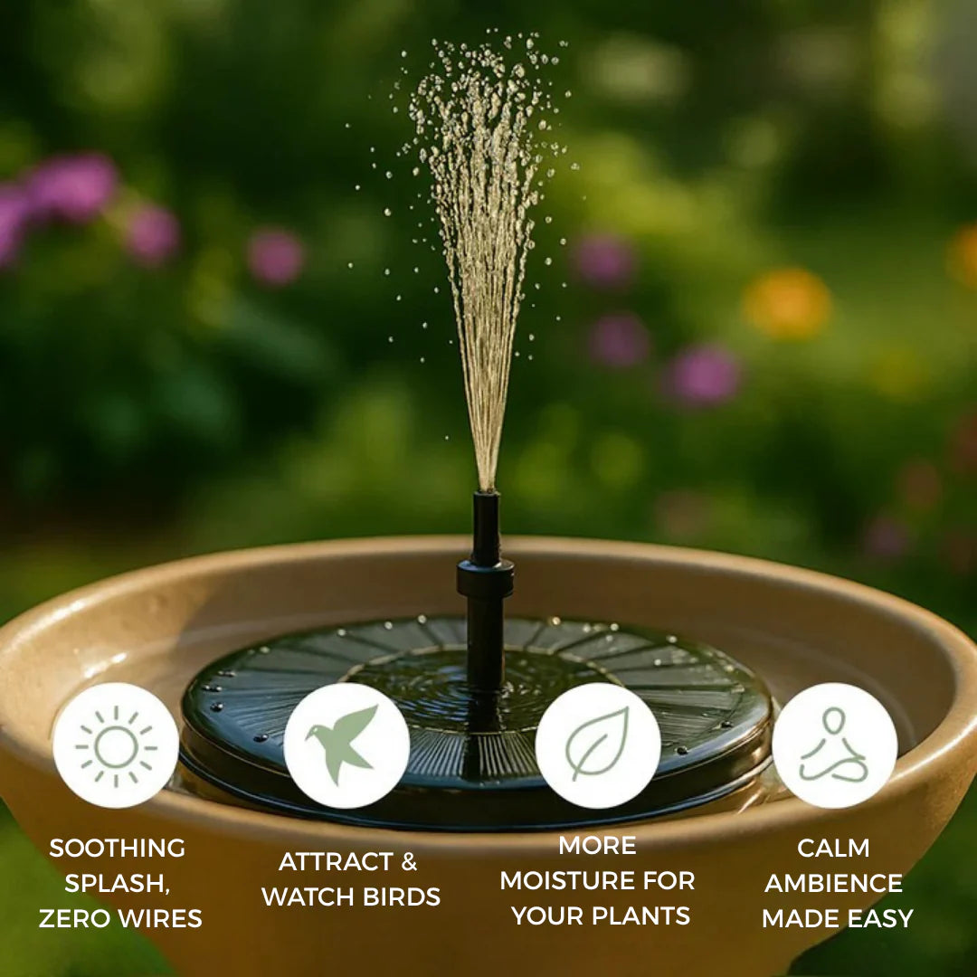 Solar Powered Bird Bath Fountain with 6 Nozzles for Bird Bath, Garden, Pond, Pool