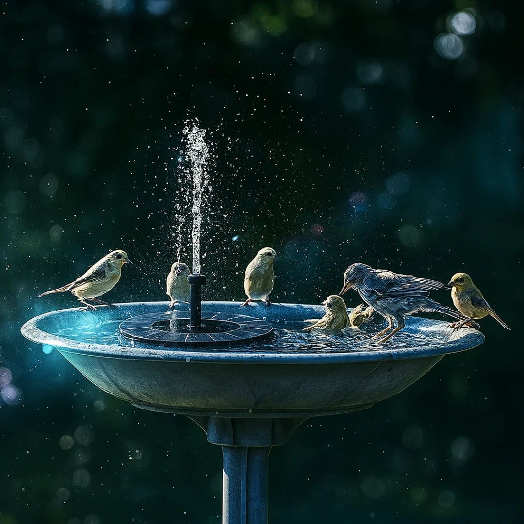 Solar Powered Bird Bath Fountain with 6 Nozzles for Bird Bath, Garden, Pond, Pool
