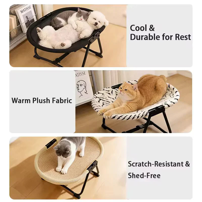 Large pet hammock—a soothing elevated pet bed designed specifically for cats and small dogs. This soft, anxiety-relieving, glow-in-the-dark indoor pet bed provides comfortable support.