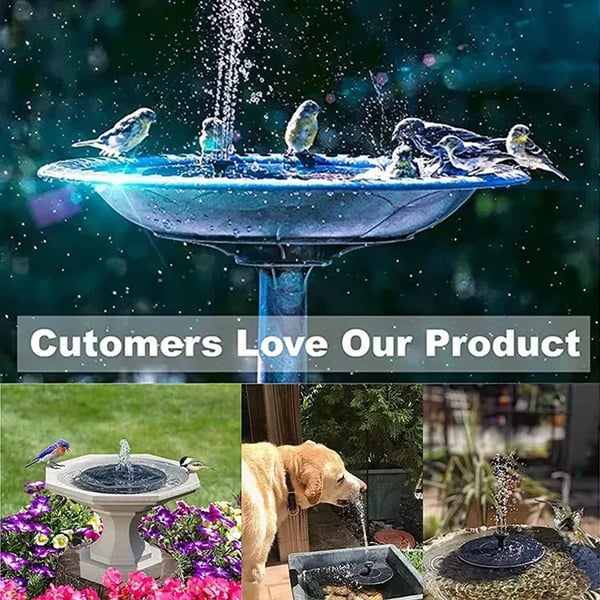 Solar Powered Bird Bath Fountain with 6 Nozzles for Bird Bath, Garden, Pond, Pool