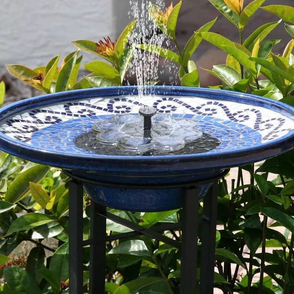 Solar Powered Bird Bath Fountain with 6 Nozzles for Bird Bath, Garden, Pond, Pool